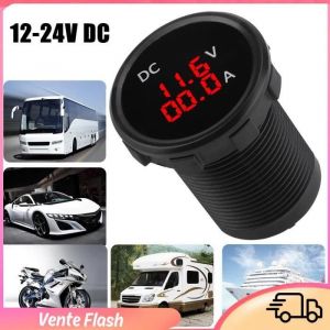 Dilwe Voltmetre Num&eacute;rique Amperemetre LED Rouge pour Voiture Moto Bateau