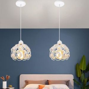 Yowei 2PCS Lustre Suspension Industrielle Cristal Blanc Lampe Luminaire en Fer Forge Vintage pour Salon Chambre