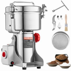 Moulin à Café Épices Électrique-VEVOR-2500 g 3400 W-Broyeur à Grains Commercial-Haute Vitesse-Acier Inoxydable