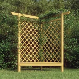Pergola dangle avec banc en bois de pin impr&eacute;gn&eacute; - AKOZON - 166x81x174 cm - Blanc