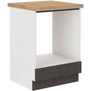 Meuble bas pour four encastrable  avec plan de travail - Gris mat - L 60 x P 516 x H 85 cm - LASSEN