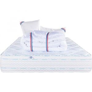 Ensemble Matelas 160x200 cm + 2 Oreillers Visco&eacute;lastiquesm&eacute;moire de forme + 1 couette 240x260 cm