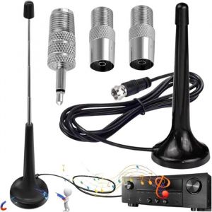 Antenne radio DAB FM - 1 pièce Téléscopique 3 adaptateurs rallonge 3m numérique intérieure base magnétique - Type anten Étiquette