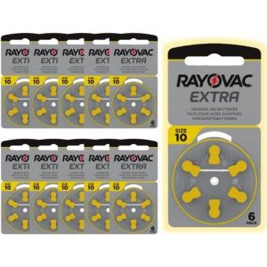 Piles Auditives Rayovac taille 10  Lot de 10 plaquettes soit 60 piles