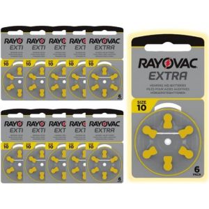 Piles Auditives Rayovac taille 10 | Lot de 10 plaquettes soit 60 piles