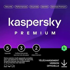 Antivirus - KASPERSKY - Premium 2026 - 5 Postes - 2 Ans - Version T&eacute;l&eacute;chargement