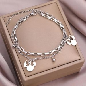 bracelet breloque minnie souris kawaii bijoux fantaisie cadeau femme enfant mode accessoire couleur argent&eacute; livr