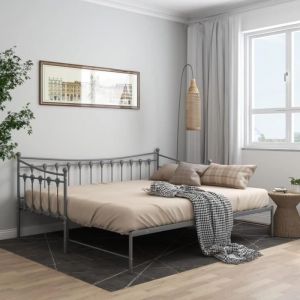 Lit banquette 90x200cm - 195•DEALS - Cadre de canapé-lit extensible - Gris Métal