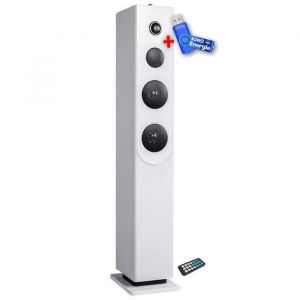 Tour de son HP33-CD-WHITE avec lecteur CD Bluetooth FM et USB 100W + télécommande+clé USB 32Go