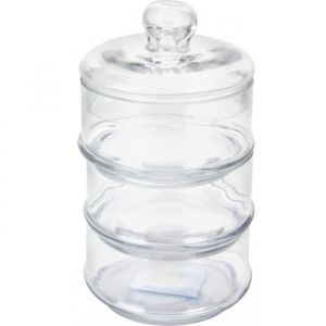 Bonbonnière en Verre à 3 étages avec couvercle 13x13x22cm