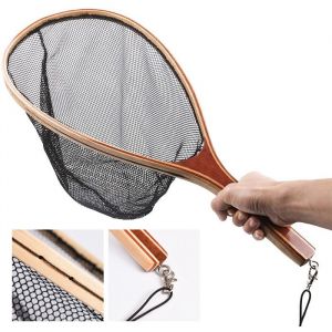 Épuisette de pêche à la mouche en maille de nylon pour attraper et relâcher des poissons à la truite et au bar