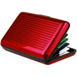 Zodaca® Housse Boîte Étui de Rangement universel Porte-Carte aluminium Protection Pour Cartes de Crédit-Bancaire-Bleue-Visite, Rouge