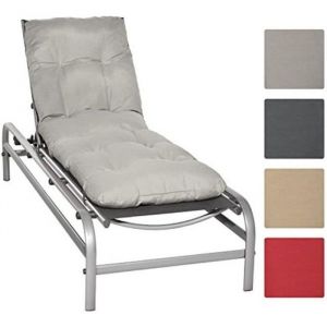Beautissu Coussin bain de soleil Flair RL 190x60x8cm - Gris clair - Coussin transat Coussin chaise longue Matelas de jardin