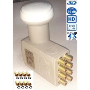 LNB OCTO MX-8100  0.1dB High Gain 60DB !! Tête Parabole 8 sorties  Compatible Full HD 4K TNTSATCanal+ Astra et FRANSAT+8fiches F