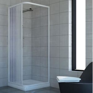 Cabine paroi de douche en Plastique PVC Acquario 70x70 cm - Blanc - R&eacute;versible - Porte pliante