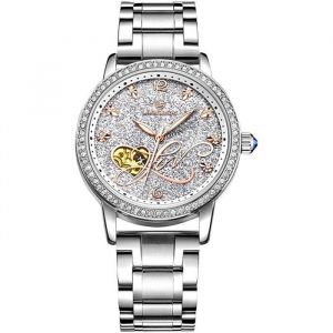 Montre Mécanique Automatique Femme Cadran Ciel étoilé Diamant Acier Simulé Bracelet Dames Montres