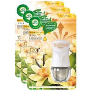 Lot de 3 Diffuseurs Electrique avec une Recharge Vanille Ingrédients d Origine Naturelle