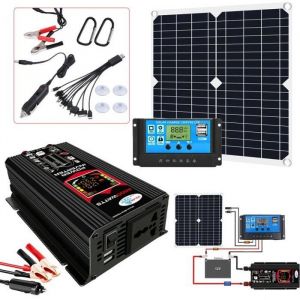 Panneau solaire 200 W Ki Chargeur de batterie 12V avec 2000W Convertisseur sinusoïdal modifié 12/24V DC vers 220V AC