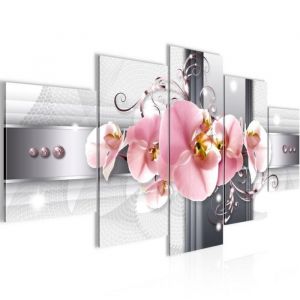 Runa art Tableau D&eacute;coration Murale Fleurs Dorchid&eacute;e 200x100 cm - 5 Panneaux Deco Toile Pr&ecirc;t &agrave; Accrocher 008351a