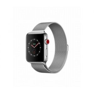Apple Watch Series 3 GPS + Cellular - Bo&icirc;tier 42 mm Acier - Bracelet Loop Noir Milanais (2017) - Reconditionn&eacute; - Etat correct