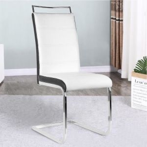 Lot de 2 Tabouret de Cuisine Chaise Capitonnée Avec Dossier Pour Salle à manger (Blanc et noir) - Contemporain - L 44 x P 46 cm