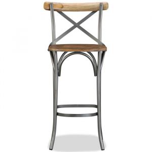 SALE 2026Chaise Haute de Bar pour Cuisine Salon Caf&eacute; Brun - Tabouret de bar Bois de manguier massif49x52x110cm 10.35 Kg 900533
