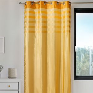 Rideau en shantung coloré avec parement ton sur ton Jaune 140x250 cm
