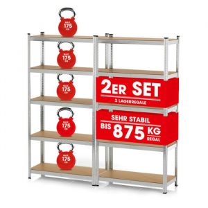EASYmaxx Etagère pour charges lourdes & établi - Jusquà 175 kg de capacité de charge par étagère - 180 x 90 x 40 cm - Lot de 2