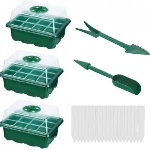 Lot de 3 Bac &agrave; semis Mini Serre pour Semis Plateau de Germination Plateau semis Plateaux de D&eacute;marrage de Semis Kit de Propag
