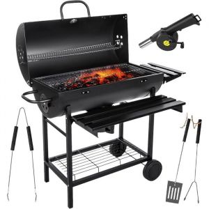 YSFMODE-Barbecue À Charbon De Bois-Grande Grille Chromée 71×35CmBarbecue Avec CouvercleTiroir À CendresThermomètreRoues De Tra