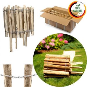 Floranica Clôture en palissade en noisette avec poteaux hauteur 50 cm x ml espacement des lattes 4-6 cclôture en châtaignier