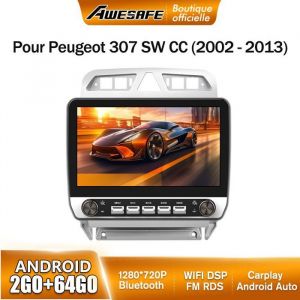 Autoradio Android 13 - AWESAFE - Peugeot 307 307CC 307SW - 2Go RAM - 64Go Stockage - Écran 10