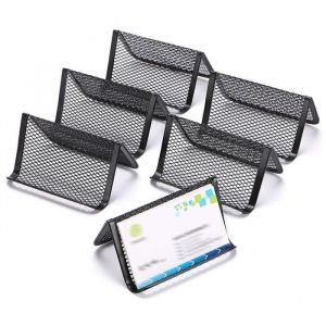 6pcs Présentoir de Carte Porte-cartes de Visite en Fer Support Téléphonique pour le Bureau (noir)
