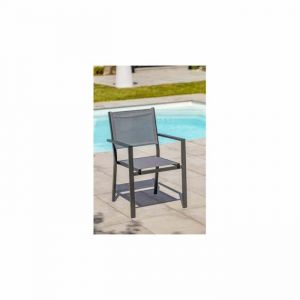 Fauteuil de jardin TOLEDE empilable en aluminium et textil&egrave;ne - GRIS ANTHRACITE