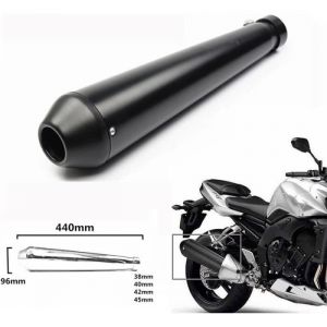 échappement Tuyau Silencieux 38 - 46 cm pour moto classique Cafe Racer Bobber Custom Triumph personnalisés etc Noir
