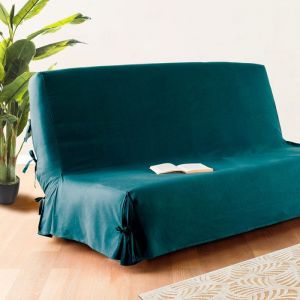 Housse clic clac &agrave; nouettes Bleu canard 140 x 200 cm Atmosph&eacute;ra