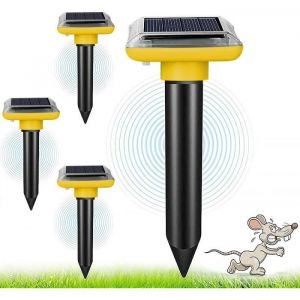 Répulsif Taupe Solaire Répulsif à Taupes à ultrasons Répulsif Anti Taupes Taupes à énergie Solaire pour TaupesSerpents (4Pcs)