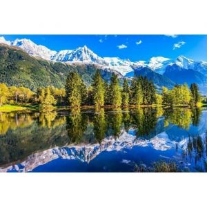 Papier Peint Photo INTISS&Eacute;-(204008)-R&Eacute;FLEXION DU PAYSAGE DE MONTAGNE-300x223cm-6 l&eacute;s-Mural Poster G&eacute;ant XXL-Fleur Beach Mer Oc&eacute;an