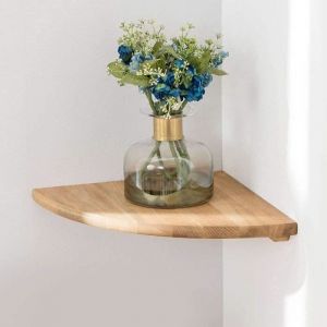 Etagère dangle flottante - Chêne Rustique - 30 cm - Extrémité arrondie - Pour salle de bain - Marron