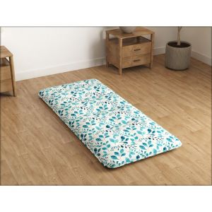 COSTWAY Matelas Futon 90 x 200 CM Surmatelas Amovible Lavable Matelas de Sol Portable avec Sac de Transport Motif de Feuille