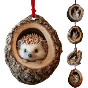 Ornements No&euml;l animaux en acrylique raton laveur chouette &eacute;cureuil design cr&eacute;atif sapin lot de 6 pi&egrave;ces d&eacute;co festive