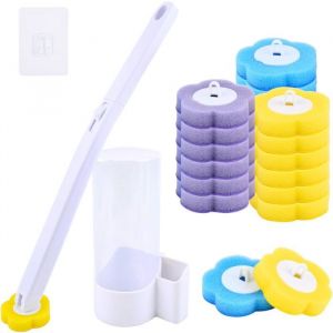 Kit de brosse WC avec 18 recharges brosse WC avec lingettes nettoyantes jetables  pour le nettoyage de la salle de bain