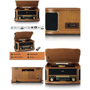 Platine Disque Vinyle - RETRO - TCD-2551WD - Bluetooth 5.0 - Radio - Lecteur CD - Vintage