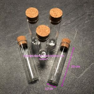 Lot de 5 éprouvettes en verre de 10 cm avec bouchon de liège Tube à essai Soliflore diam. 25 mm - Unique