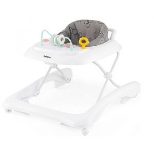 DREAMADE Trotteur Pliable B&eacute;b&eacute; avec 3 Hauteur R&eacute;glable Trotteur Marche 0-24 Mois avec Roue Universelle Silencieuse Blanc+Gris
