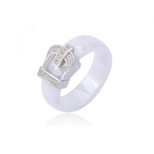 Bague c&eacute;ramique Boucle de Ceinture - Blanc - ZIRCONIUM - Bijoux