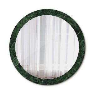 Miroir mural en verre d&eacute;coratif avec cadre design moderne miroir rond &eacute;l&eacute;gant motif marbre vert naturel rond 90 cm Tulup