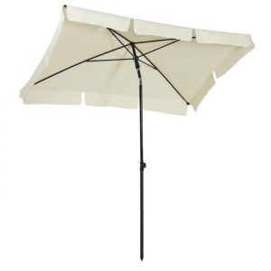 Parasol pliable jardin & balcon UV - Blanc cr&egrave;me & noir - Protection solaire  - L&eacute;ger & portable pour plage terrasse (sans socle)