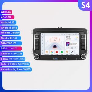 4G+32G Autoradio 2Din Android 12 pour VW Volkswagen Skoda Octavia Golf 5 6 Touran Passat B6 Polo Jetta Sharan Caddy Seat multimédia