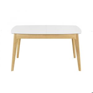 Miliboo - Table extensible scandinave blanc et bois L140-180 MEENA